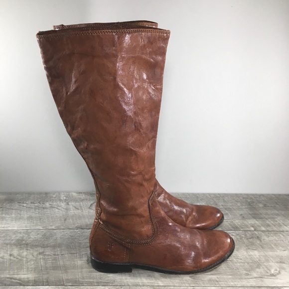 FRYE Women's #76028 Anna Inside Zip Tall Leather Riding Booties